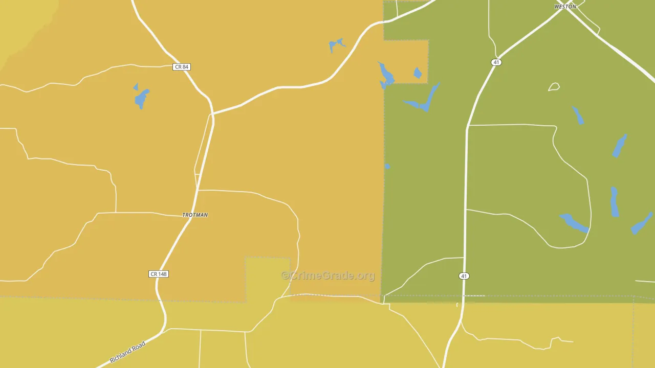 Weston, GA Map of Vehicle Theft Rates