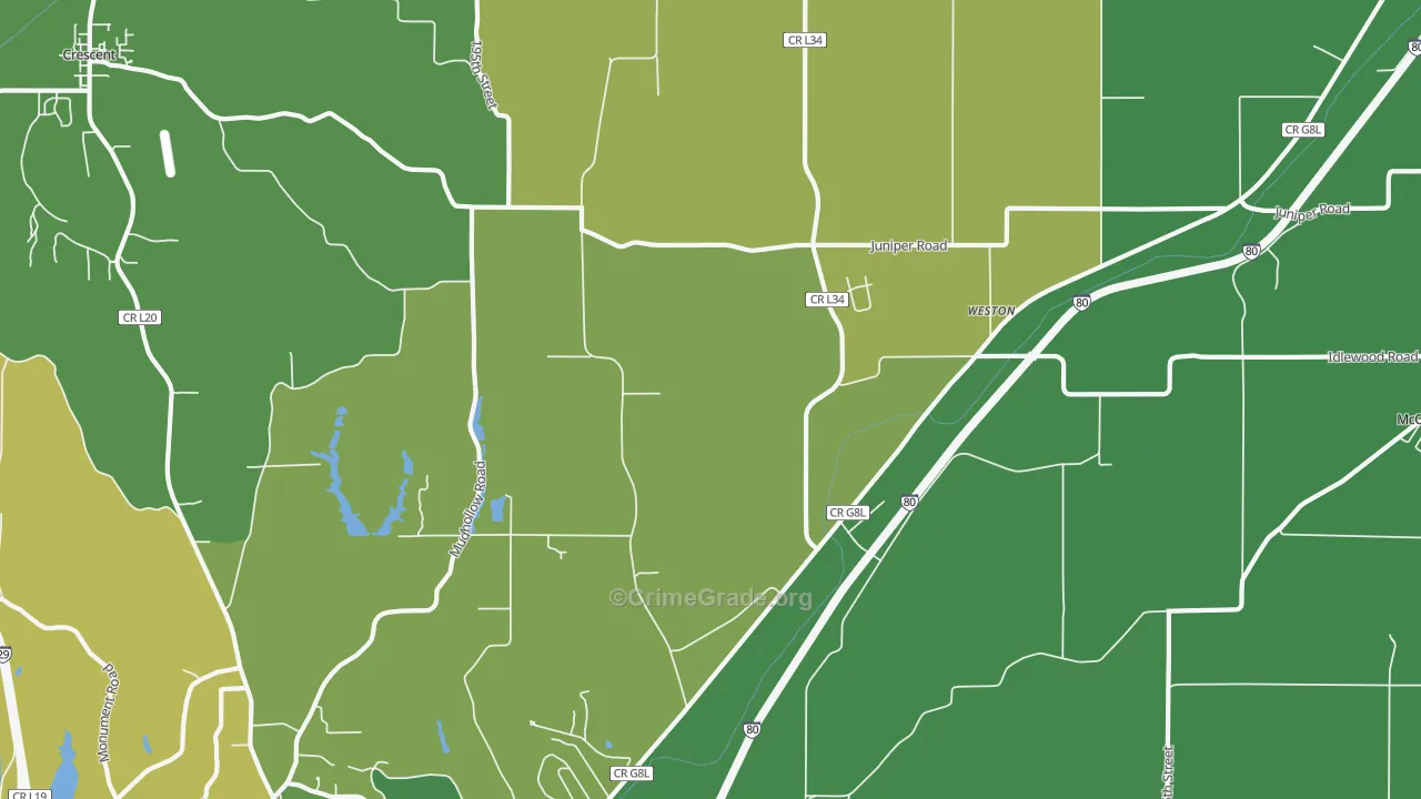 Weston, IA Map of Vehicle Theft Rates