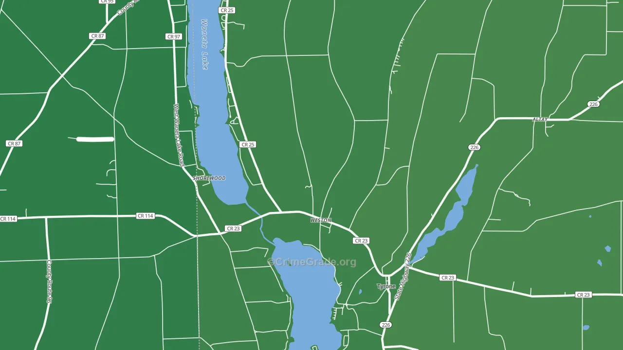 Weston, NY Map of Vehicle Theft Rates
