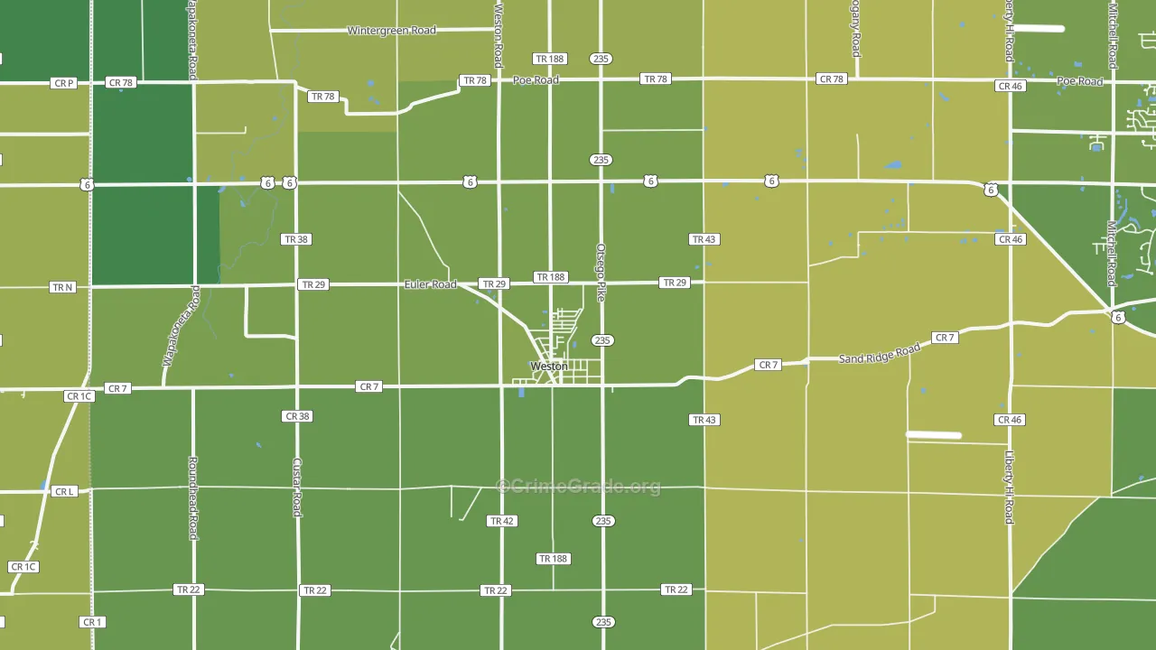Weston, OH Map of Vehicle Theft Rates