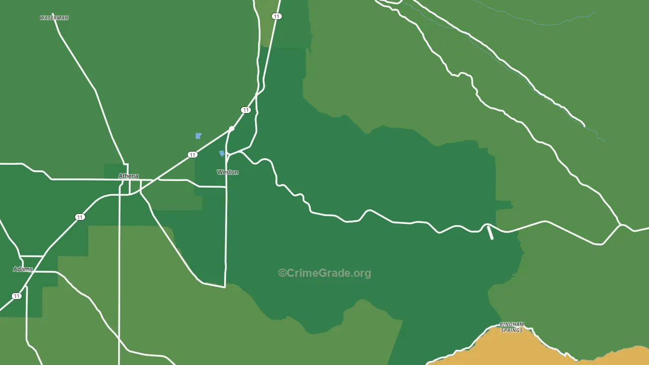 Weston, OR Map of Vehicle Theft Rates