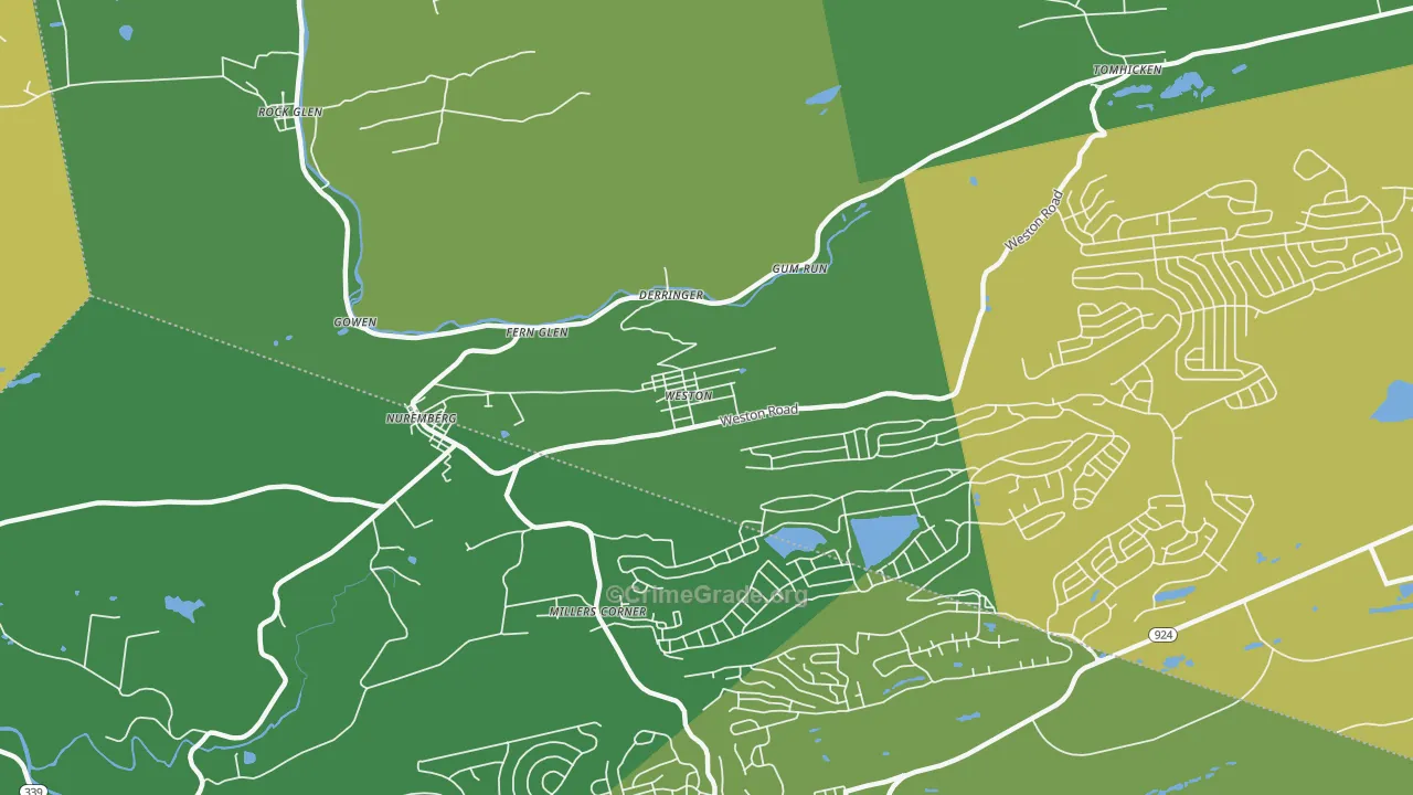 Weston, PA Map of Vehicle Theft Rates