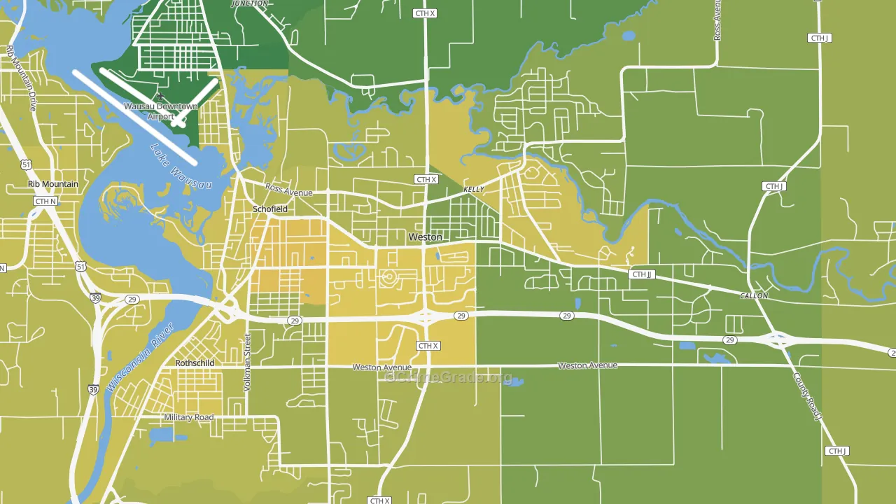 Weston, WI Map of Vehicle Theft Rates