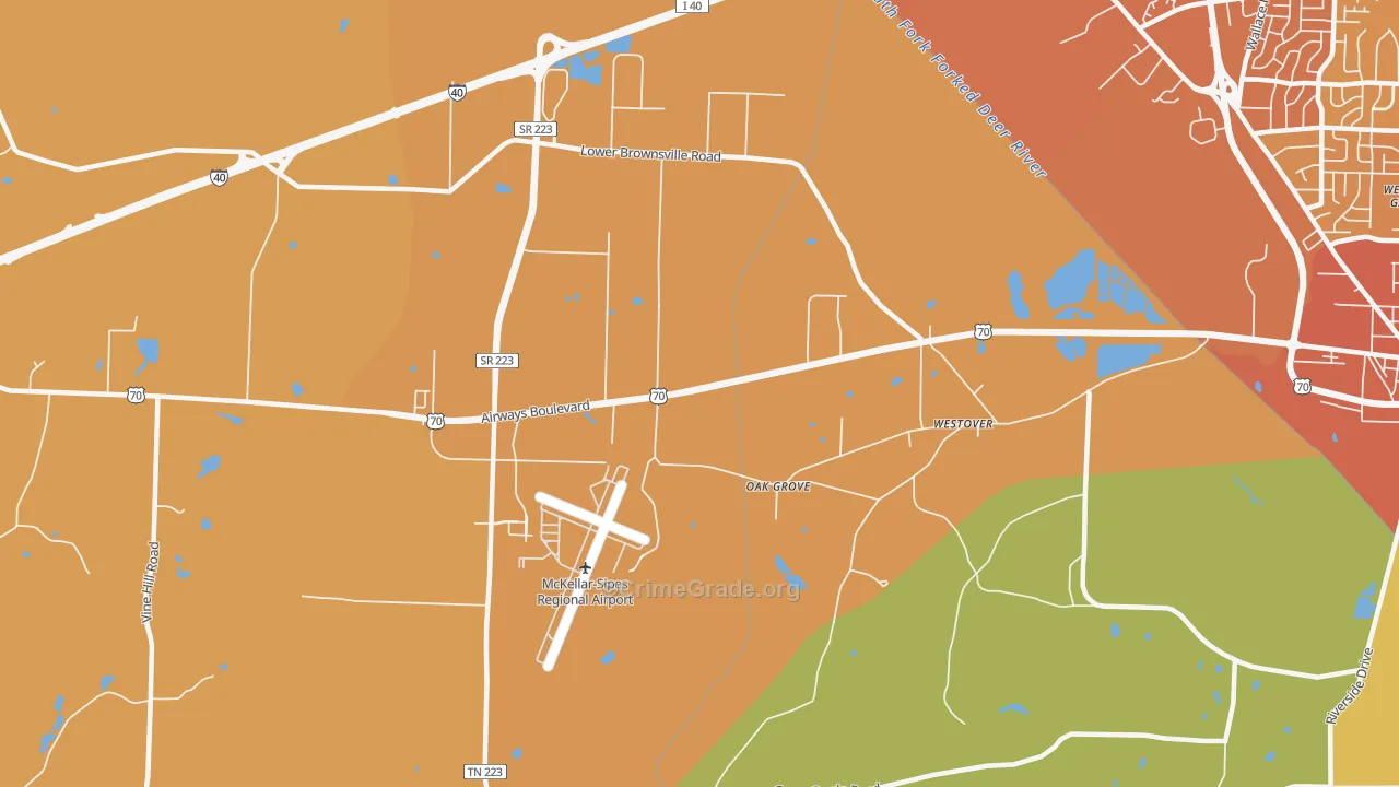Westover, TN Map of Vehicle Theft Rates