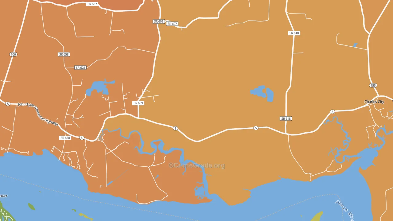 Westover, VA Map of Vehicle Theft Rates
