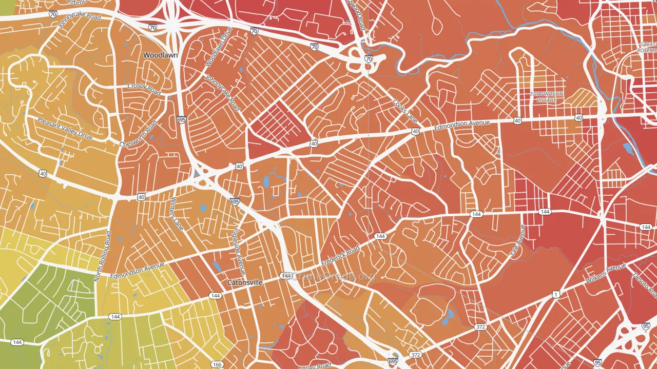 Westowne, Catonsville, MD Map of Vehicle Theft Rates