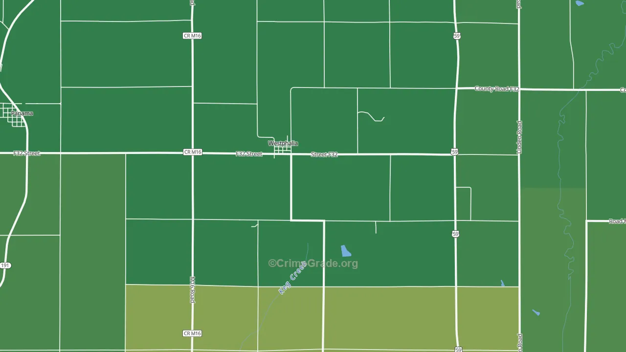 Westphalia, IA Map of Vehicle Theft Rates