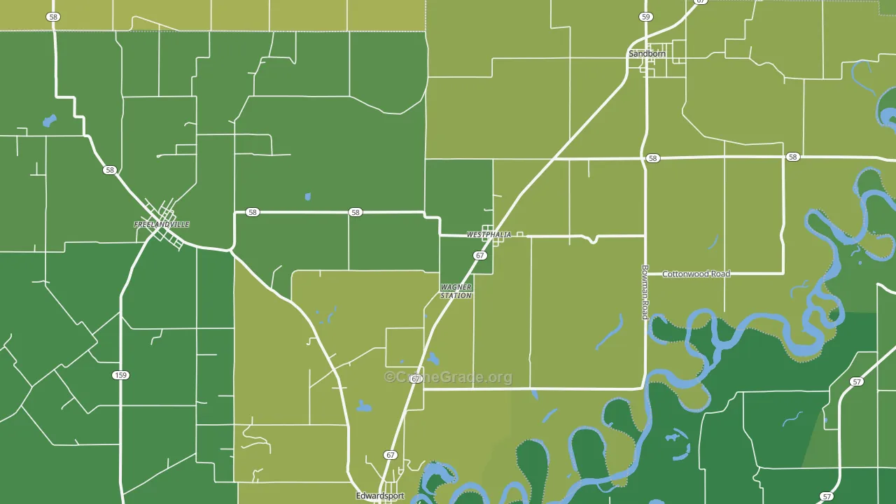 Westphalia, IN Map of Vehicle Theft Rates