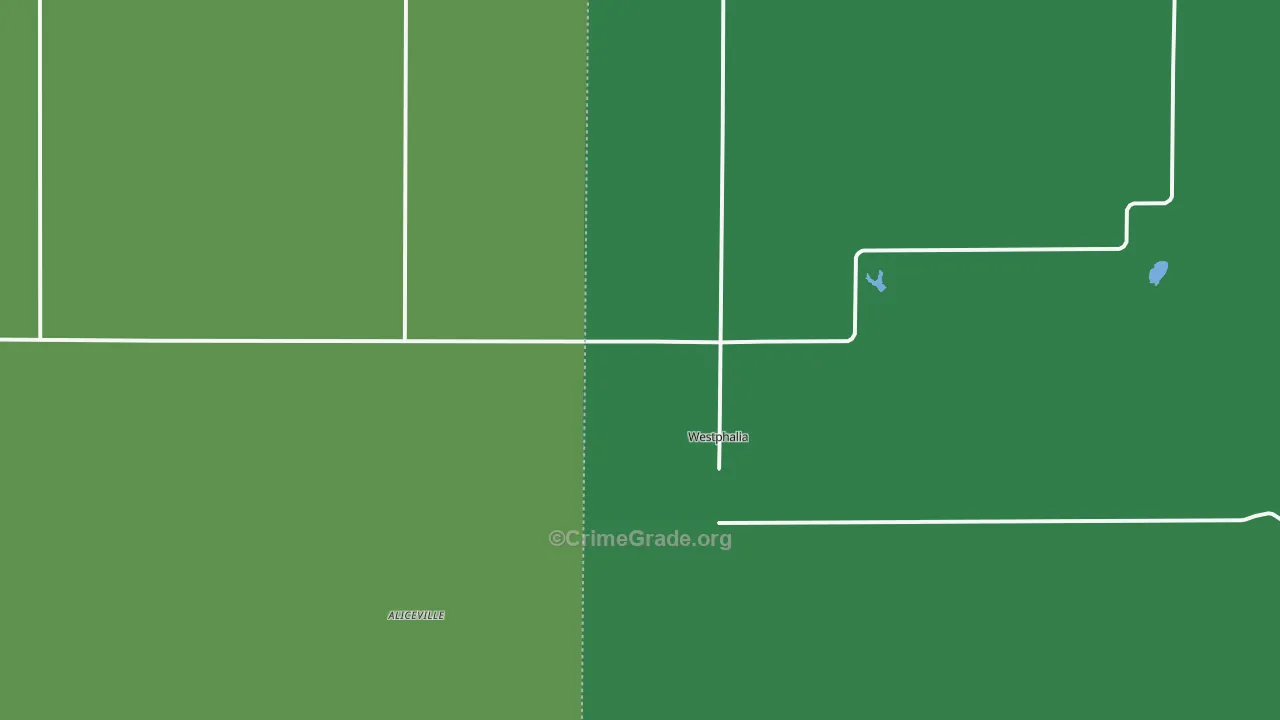 Westphalia, KS Map of Vehicle Theft Rates
