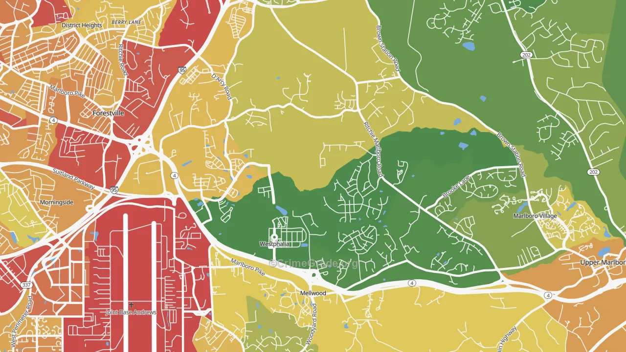 Westphalia, MD Map of Vehicle Theft Rates