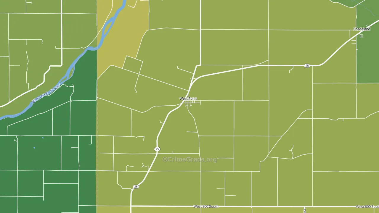 Westpoint, IN Map of Vehicle Theft Rates