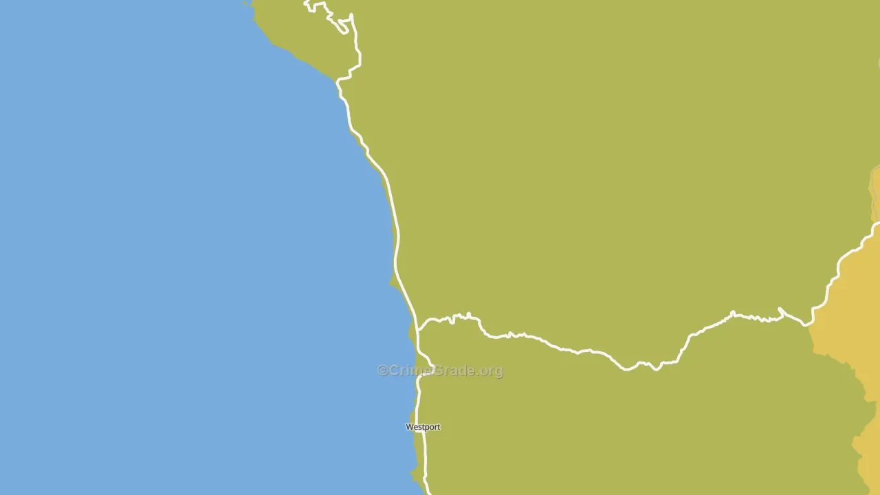 Westport, CA Map of Vehicle Theft Rates