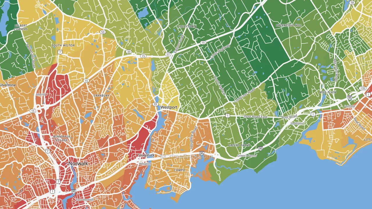 Westport, CT Map of Vehicle Theft Rates