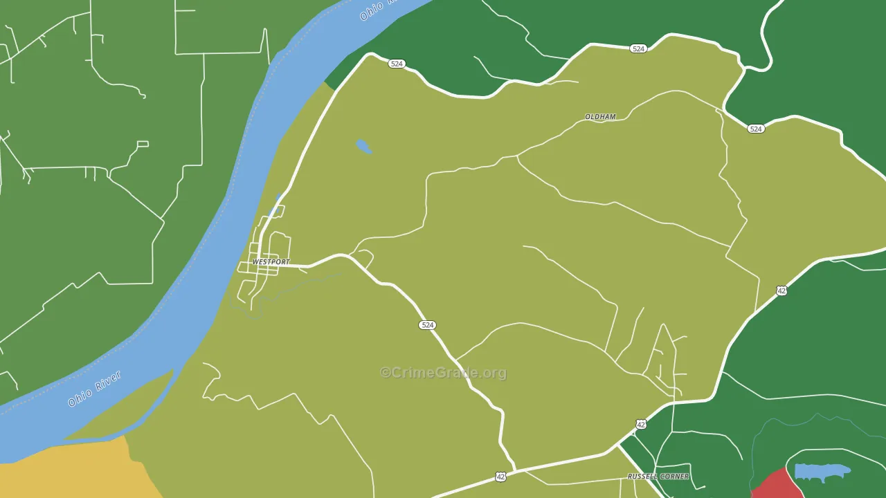 Westport, KY Map of Vehicle Theft Rates