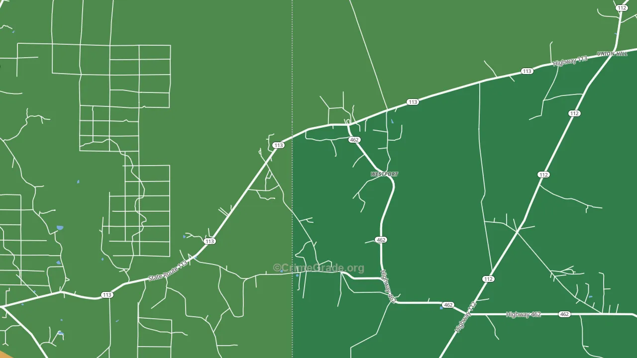 Westport, LA Map of Vehicle Theft Rates
