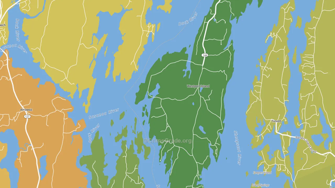 Westport, ME Map of Vehicle Theft Rates