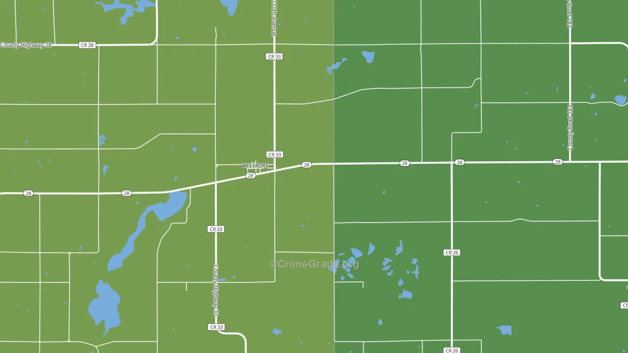 Westport, MN Map of Vehicle Theft Rates
