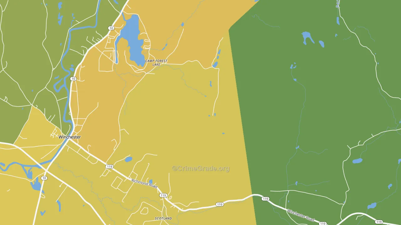 Westport, NH Map of Vehicle Theft Rates