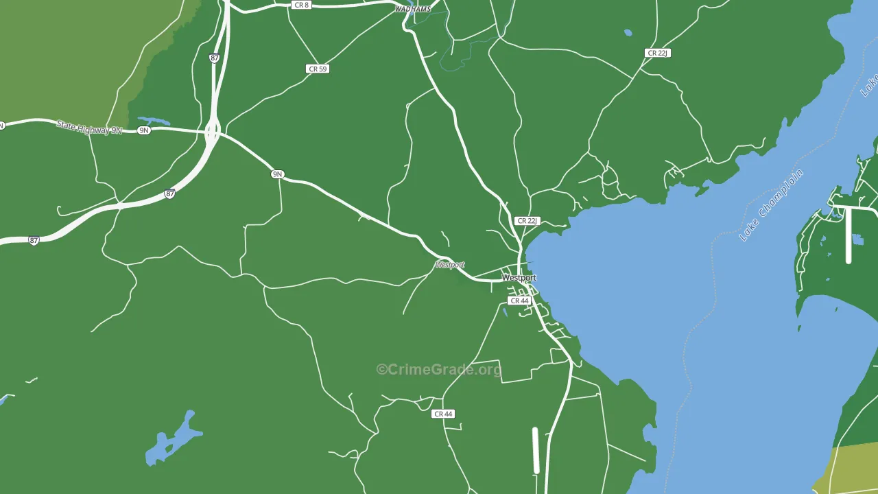 Westport, NY Map of Vehicle Theft Rates