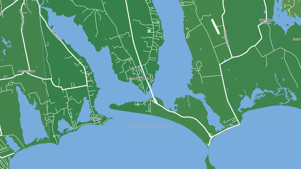 Westport Point, MA Map of Vehicle Theft Rates