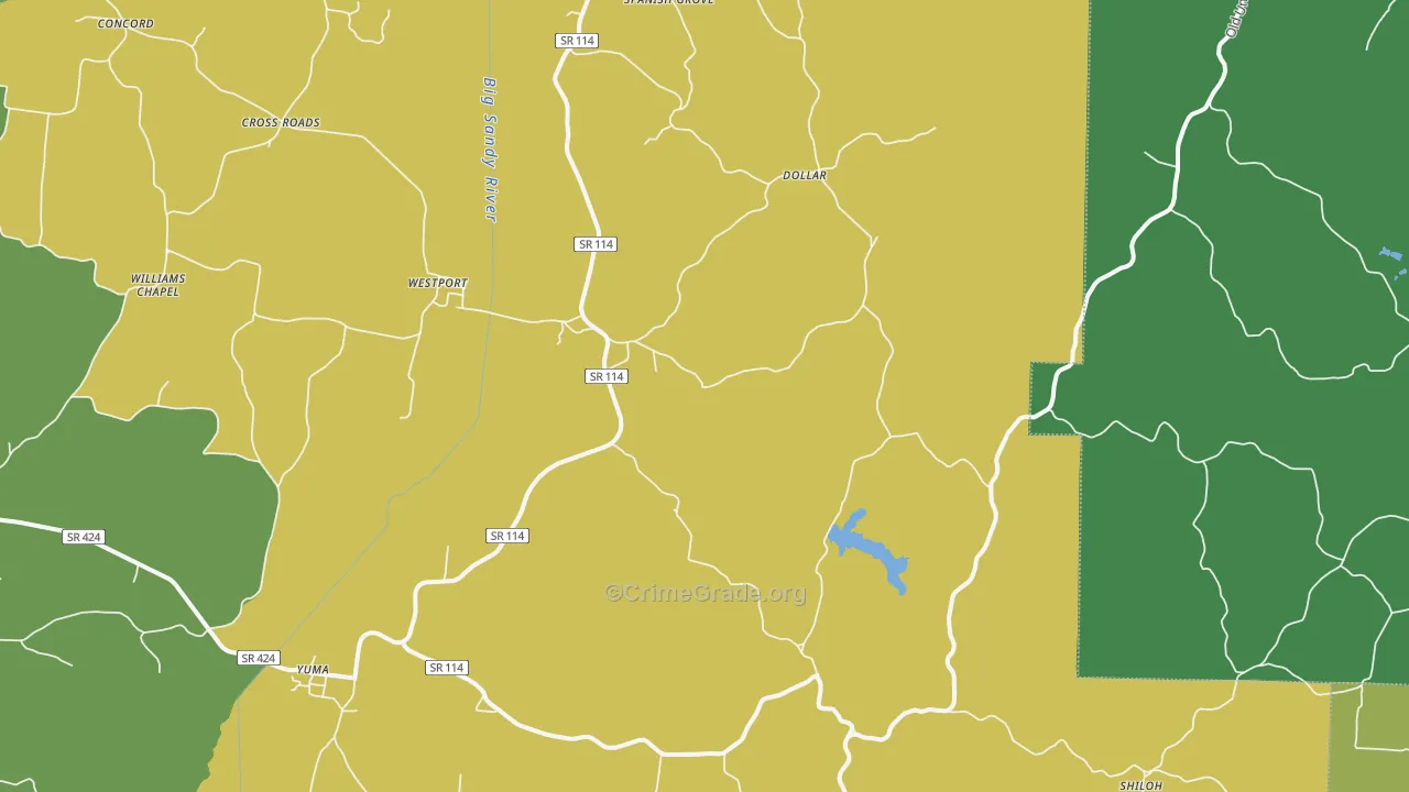 Westport, TN Map of Vehicle Theft Rates