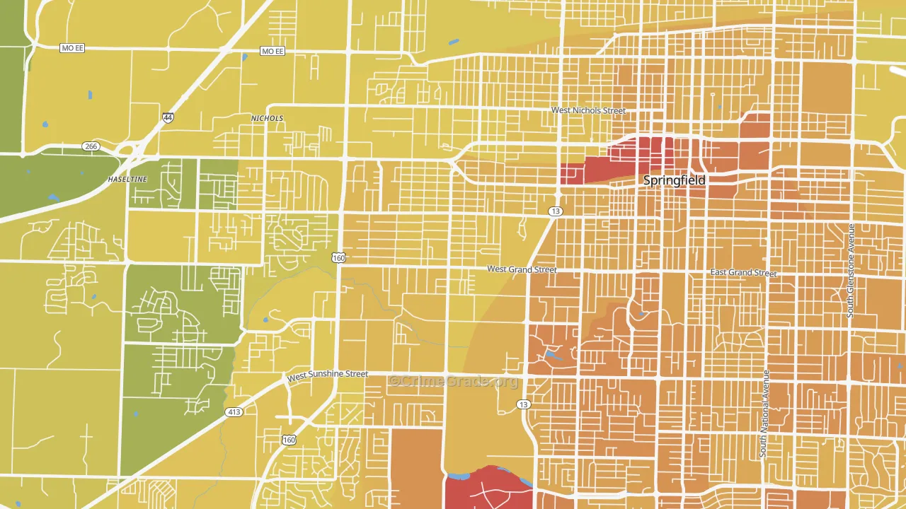 Westside Community Betterment, Springfield, MO Map of Vehicle Theft Rates
