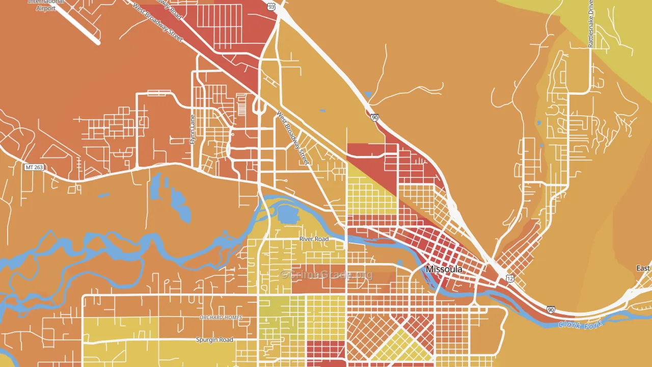 Westside, Missoula, MT Map of Vehicle Theft Rates