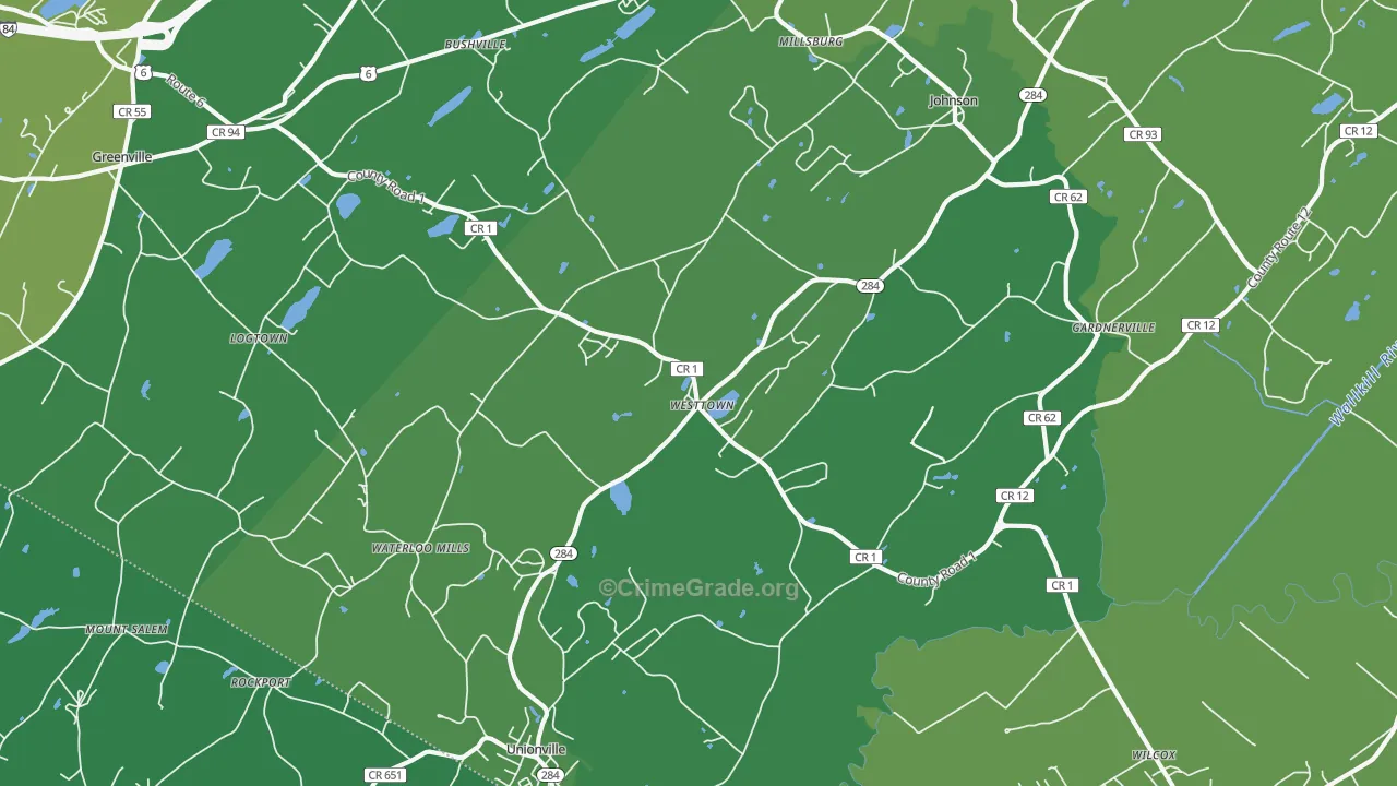Westtown, NY Map of Vehicle Theft Rates