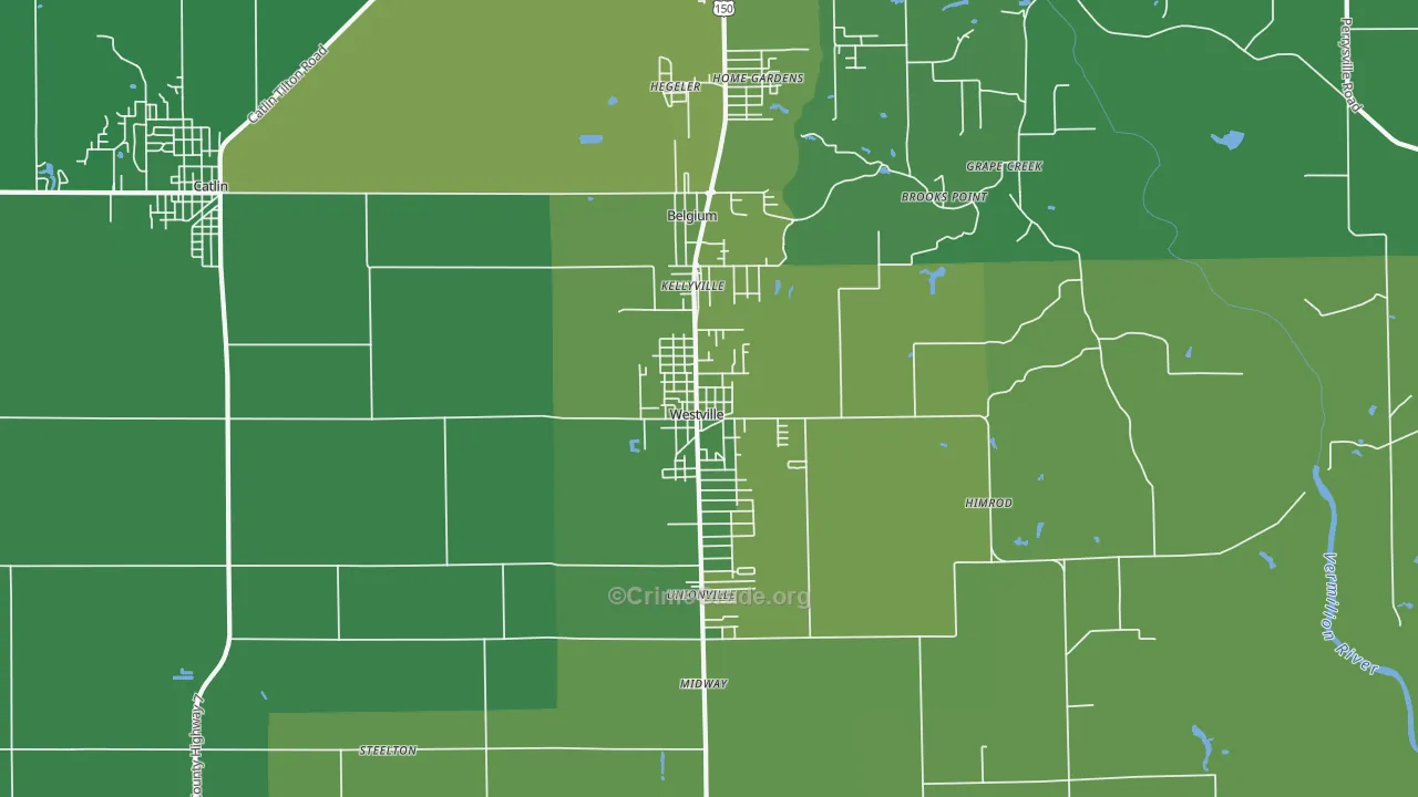 Westville, IL Map of Vehicle Theft Rates