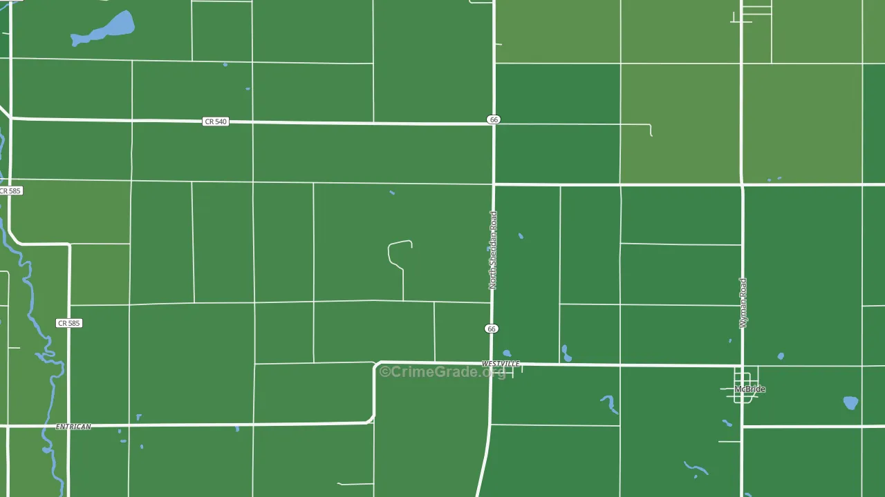 Westville, MI Map of Vehicle Theft Rates