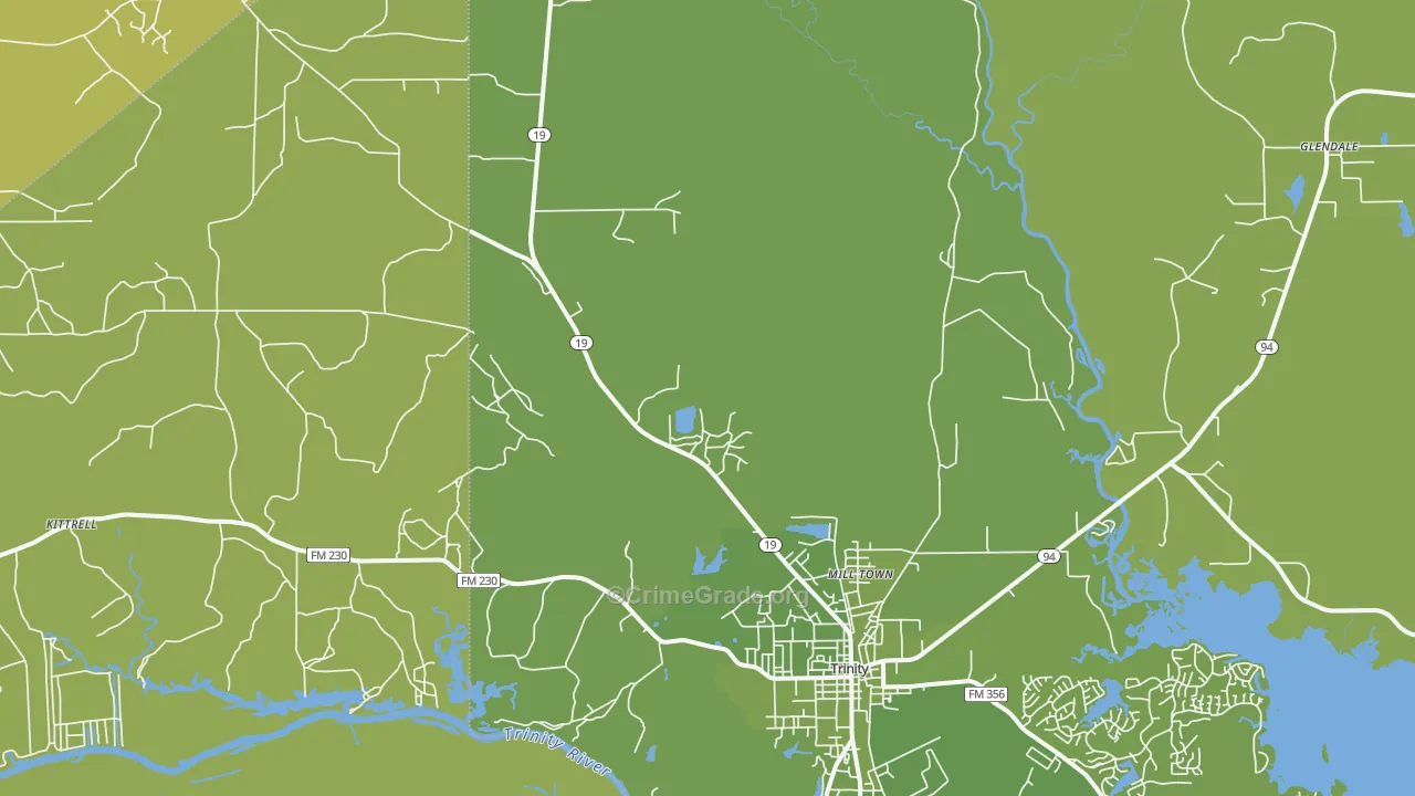Westville, TX Map of Vehicle Theft Rates