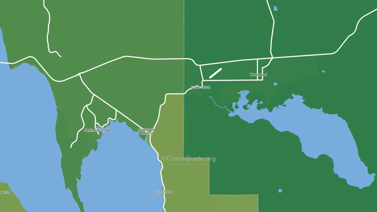 Westwood, CA Map of Vehicle Theft Rates