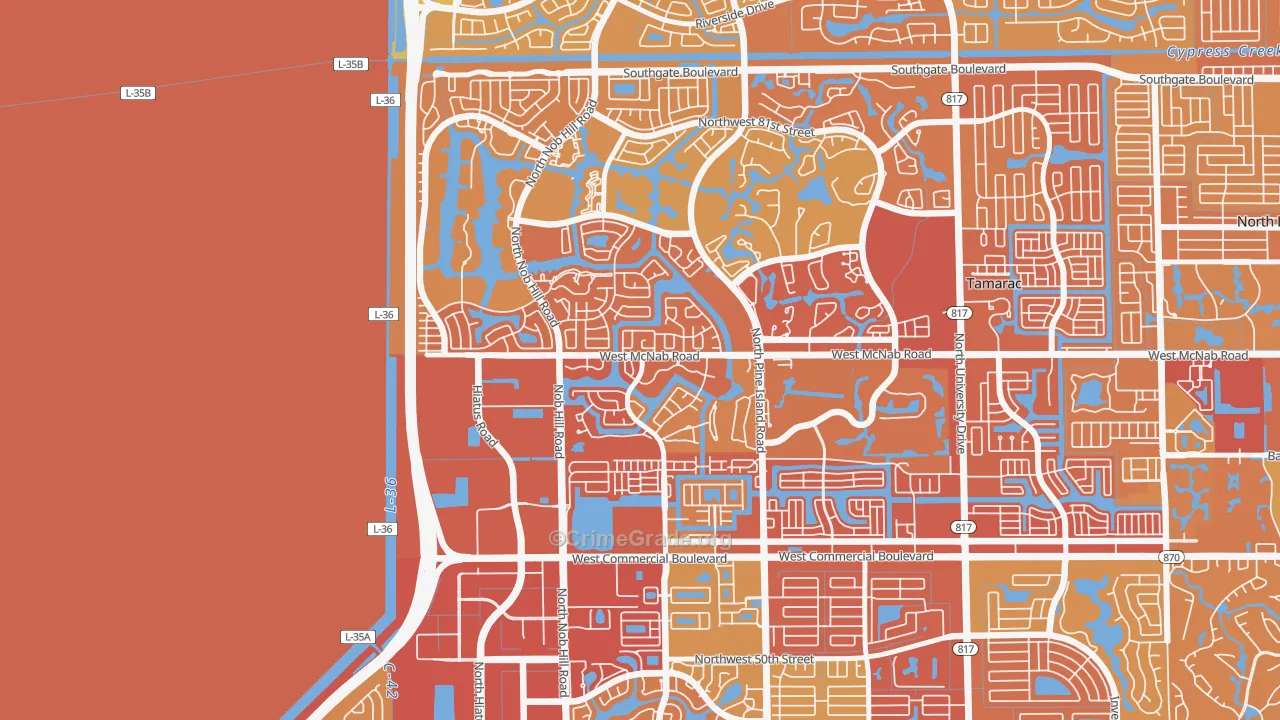 Westwood Community-North, Tamarac, FL Map of Vehicle Theft Rates