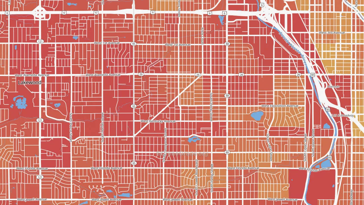 Westwood, Denver, CO Map of Vehicle Theft Rates