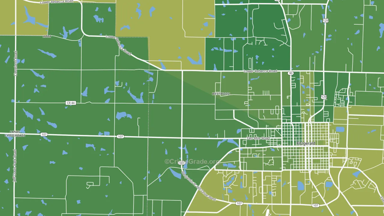 Westwood, GA Map of Vehicle Theft Rates