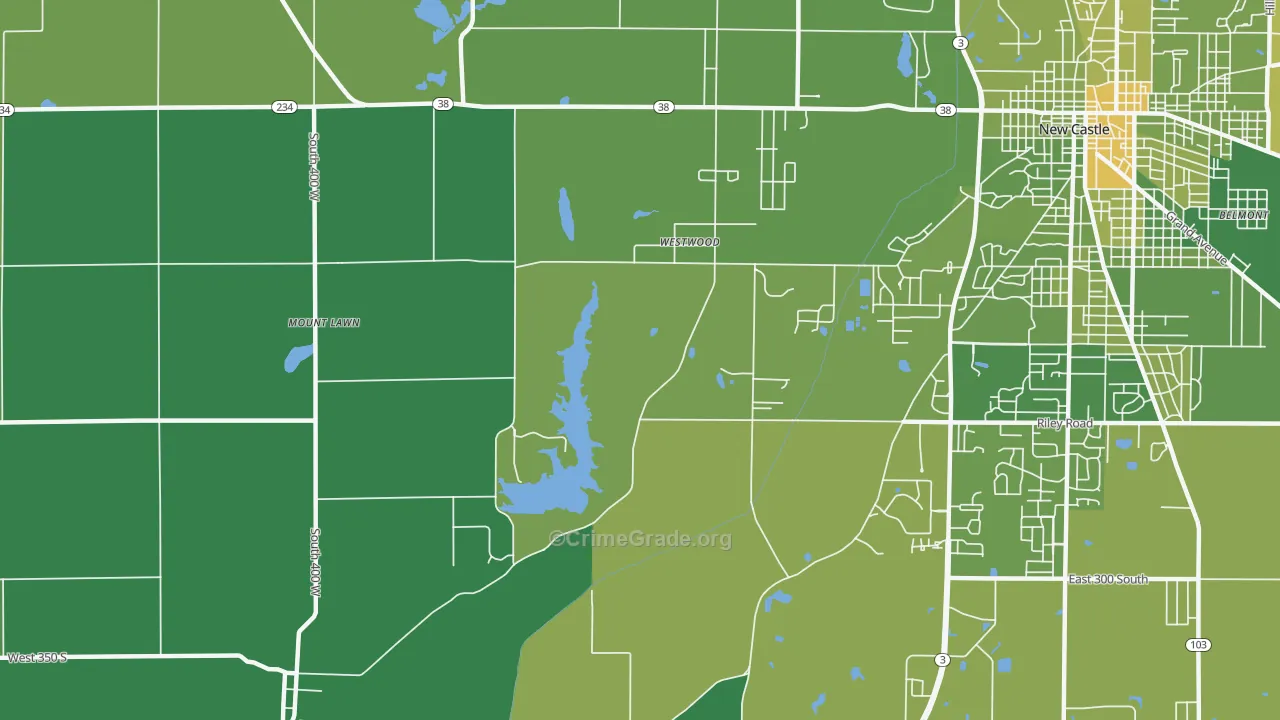 Westwood, IN Map of Vehicle Theft Rates