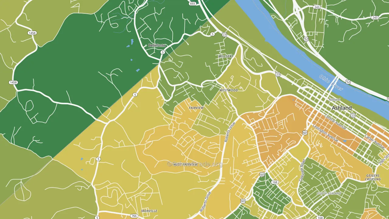 Westwood, KY Map of Vehicle Theft Rates