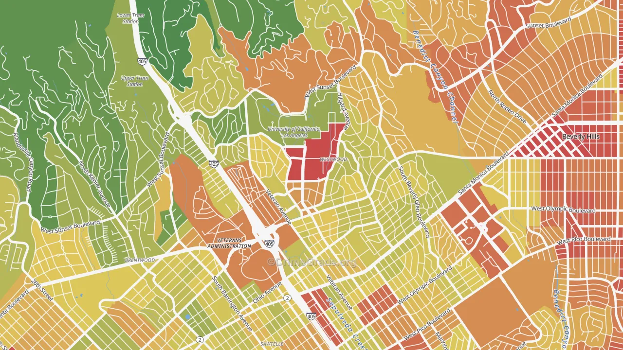 Westwood, Los Angeles, CA Map of Vehicle Theft Rates