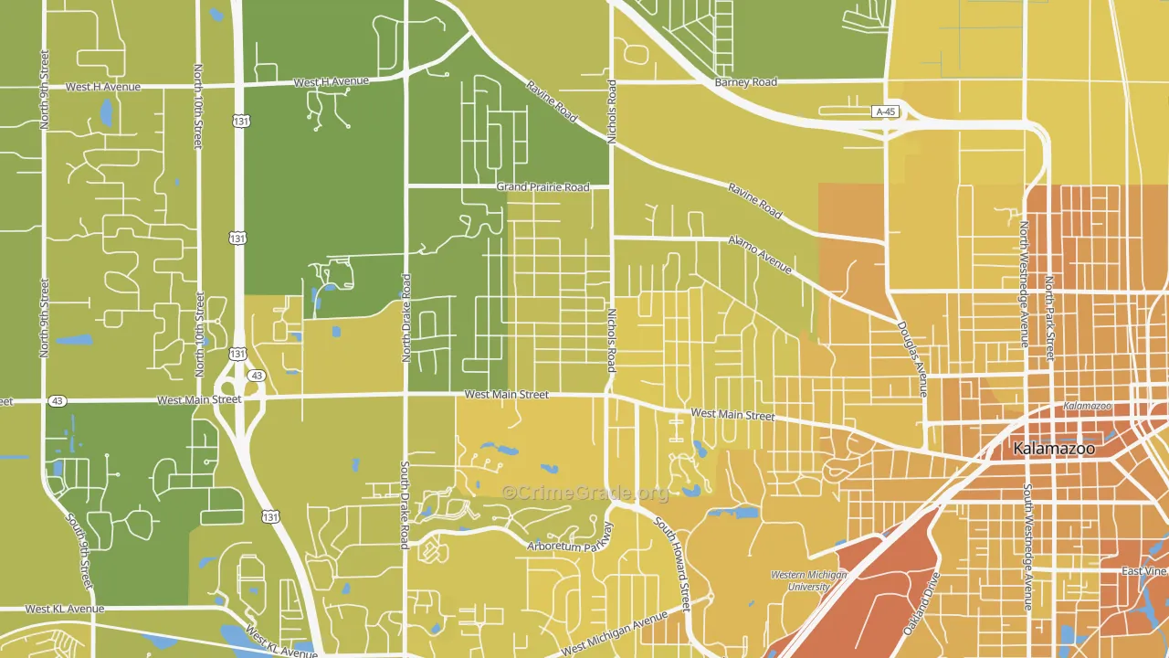 Westwood, MI Map of Vehicle Theft Rates