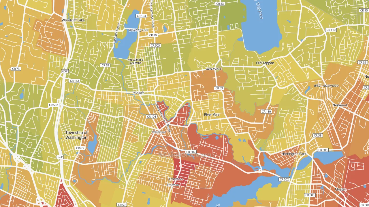 Westwood, NJ Map of Vehicle Theft Rates