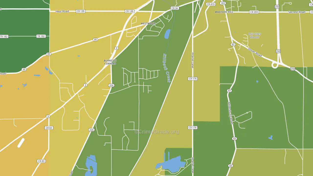 Westwood, OH Map of Vehicle Theft Rates