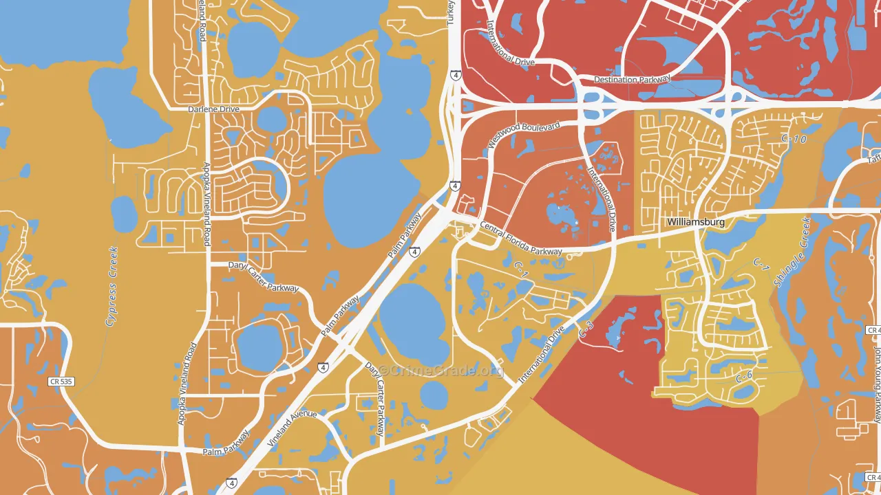 Westwood, Orlando, FL Map of Vehicle Theft Rates