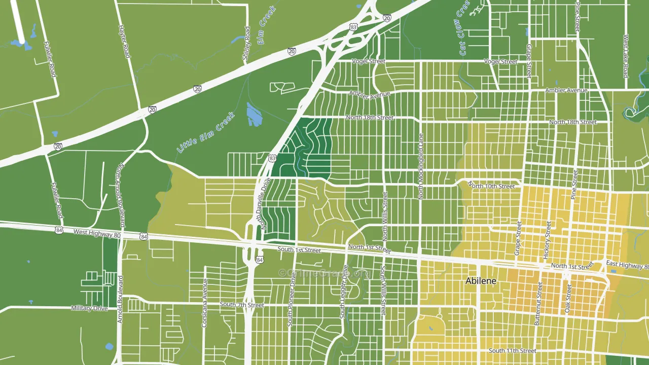 Westwood Richland, Abilene, TX Map of Vehicle Theft Rates