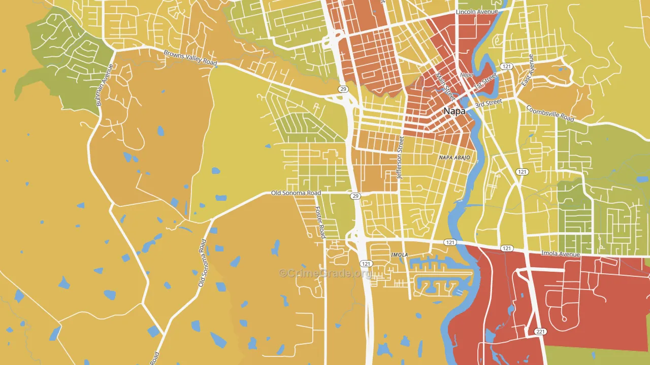 Westwood-San Francisco, Napa, CA Map of Vehicle Theft Rates
