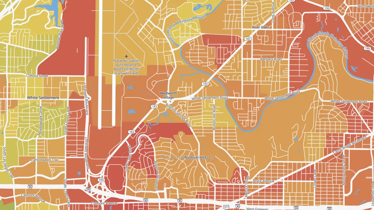 Westworth Village, TX Map of Vehicle Theft Rates