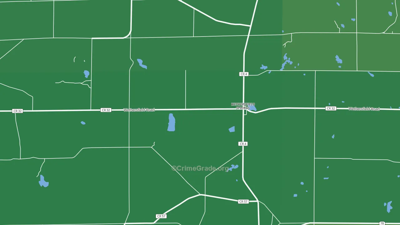 Wethersfield Springs, NY Map of Vehicle Theft Rates