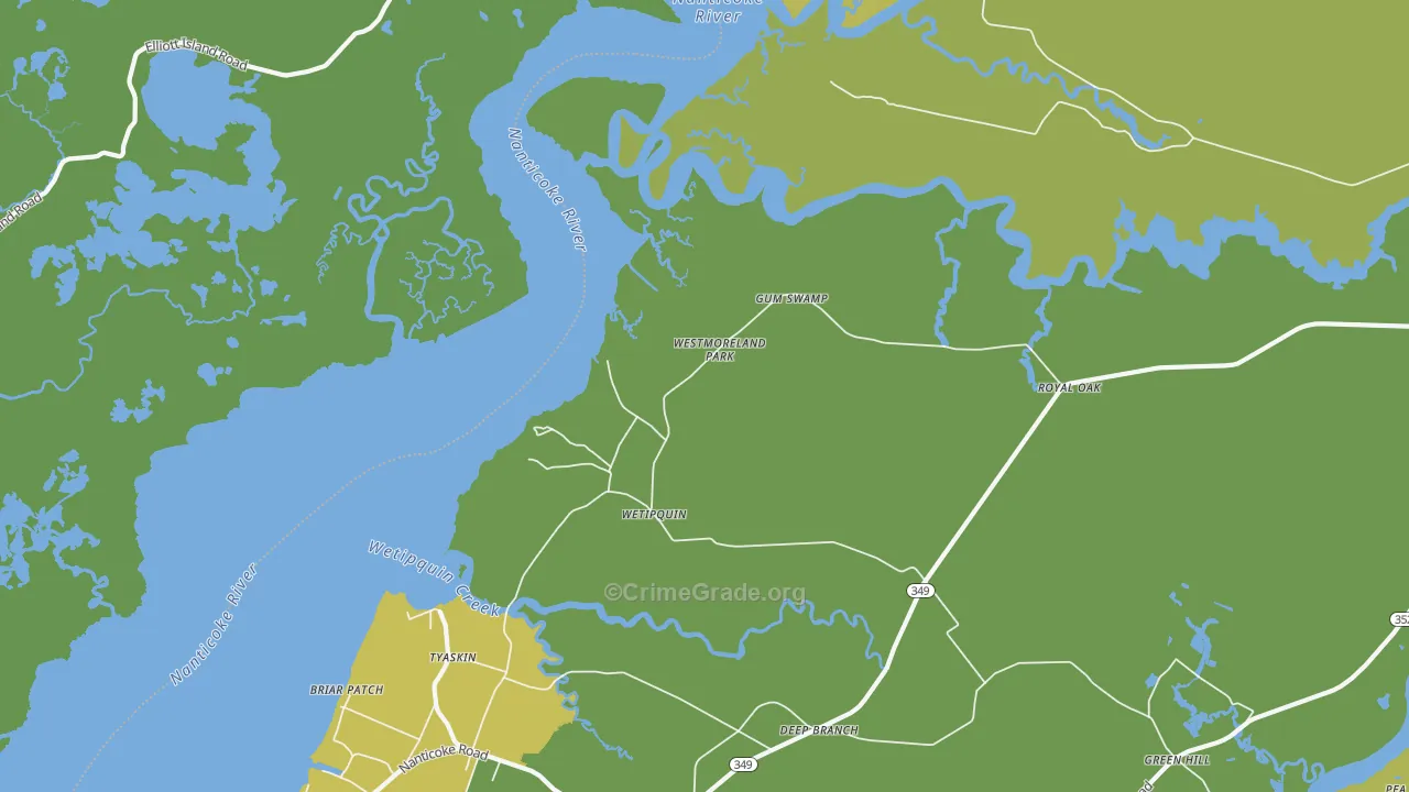 Wetipquin, MD Map of Vehicle Theft Rates