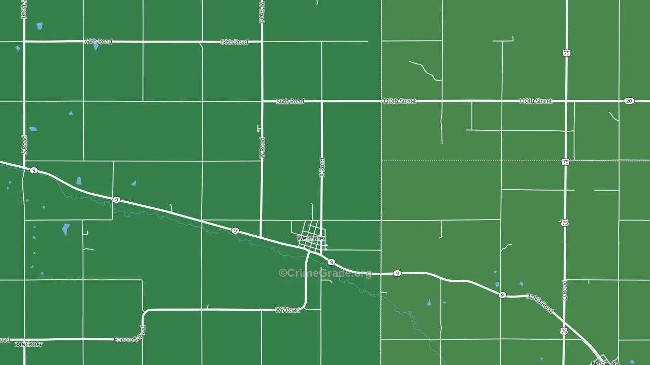 Wetmore, KS Map of Vehicle Theft Rates