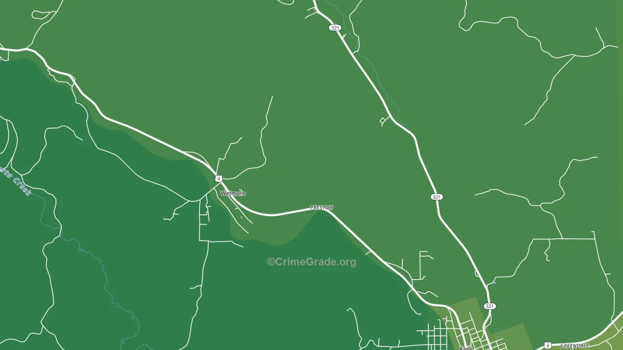 Wetmore, PA Map of Vehicle Theft Rates