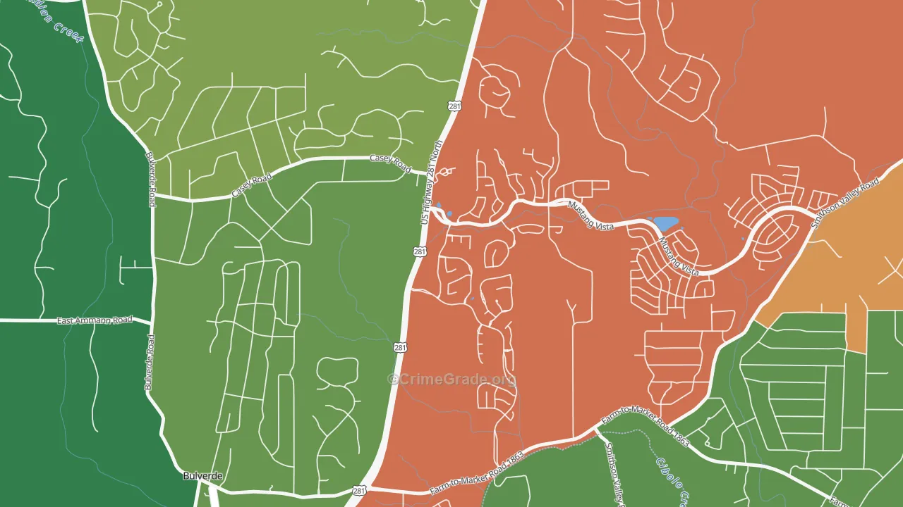 Wetmore, TX Map of Vehicle Theft Rates